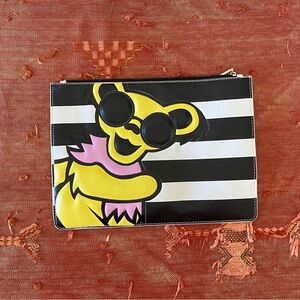 Alice + Olivia striped Grateful Dead pouch clutch